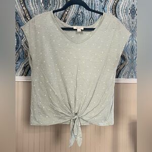 Style & Co. Ditsy Floral Knot Front Tee, Size S